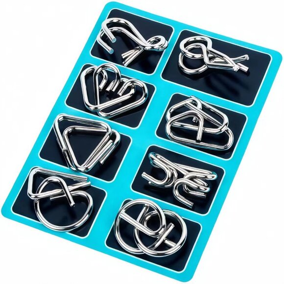 Brain Teaser IQ Test Disentanglement Iron Link Unlock Interlock Game 24 Pcs - Picture 3 of 7